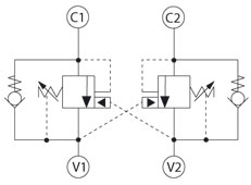 Dual Counterbalance Valves Example Schmetic