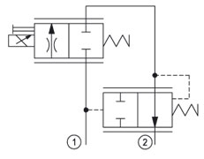 Proportional Flow Control, Compensated, Restrictive 2-way Example Schematic
