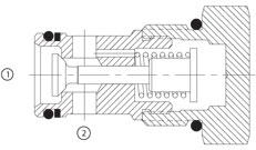 Threaded Cartridge Cross-Section Drawing (Reverse Flow)